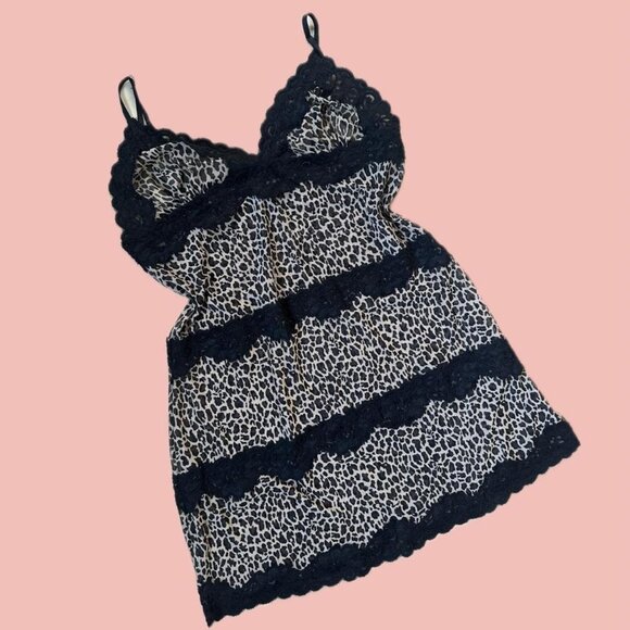 Vintage Rampage Leopard Slip Dress – Mesh & Lace, Size L - Picture 1 of 8